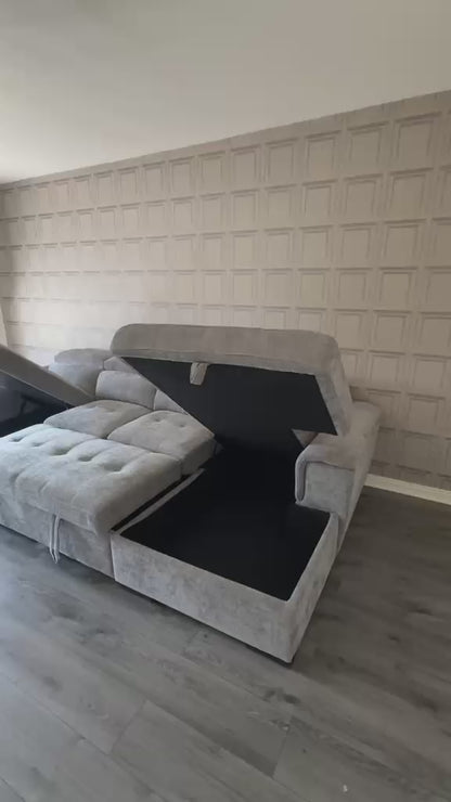 Alaya Storage U Shape Sofabed - Grey