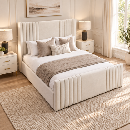 Ravello Wing Bed Frame — Elevated Angled View
