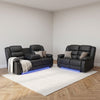 Roma 3+2 Aire Leather Electric Recliner Sofa - Black — main lifestyle image