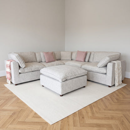 Santorini Large Corner Sofa & Free Footstool in a neutral living room