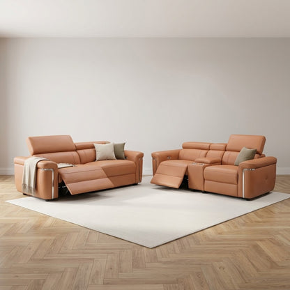 Somerville Electric Recliner 3+2 Seater Sofa - Tan — main lifestyle image