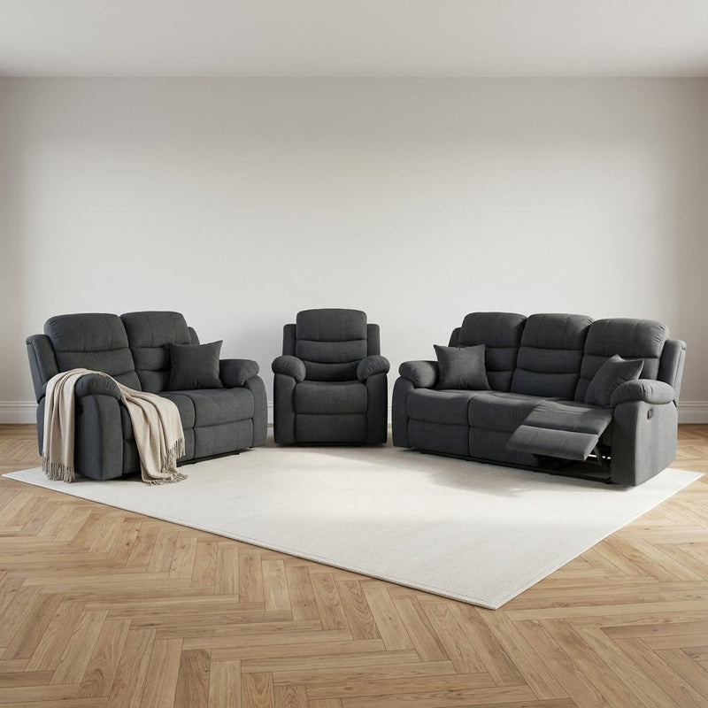Stanley Manual Recliner 2 Seater Sofa - Black
