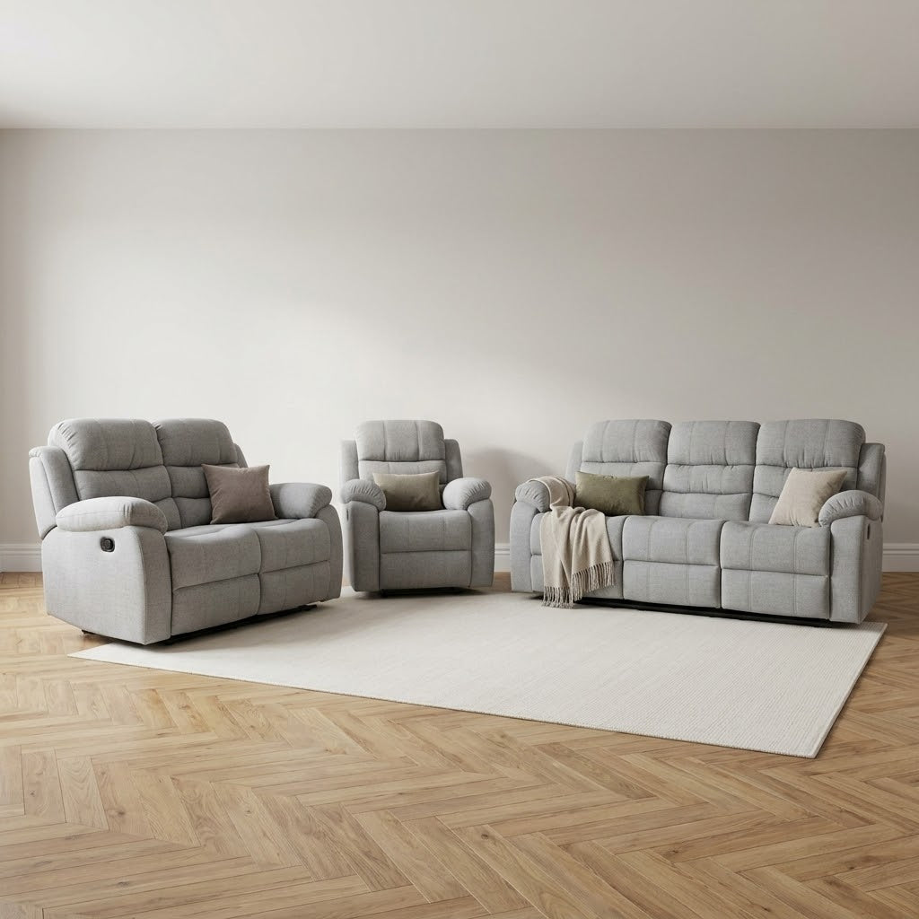 Stanley Manual Recliner 3 Seater Sofa - Grey