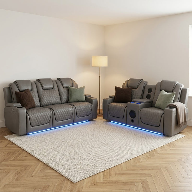 Tuscany 3+2 Electric Entertainment Recliner Sofa - Grey