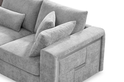 Chenille Fabric Grey 2C2 Corner Sofa with Silver Accents GEORGE — view 4