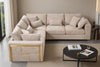 Chenille Fabric Beige 2C2 Corner Sofa with Gold Accents GEORGE — view 1