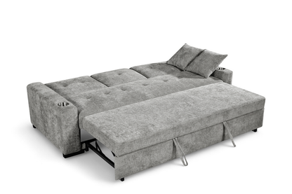 Light Grey Chenille Fabric 3 Seater Sofabed CHARLES — view 7