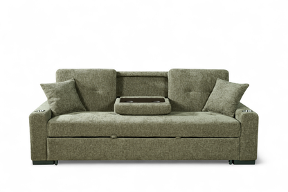 Green Chenille Fabric 3 Seater Sofabed CHARLES — view 2
