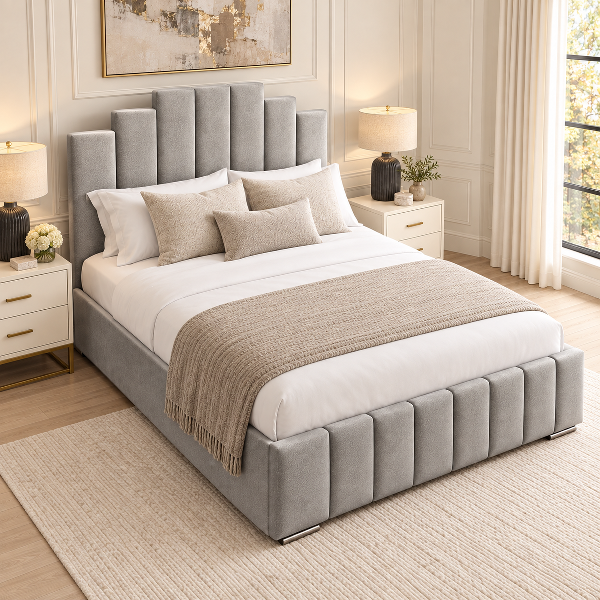 Valmont Deco Bed Frame — Elevated Angled View