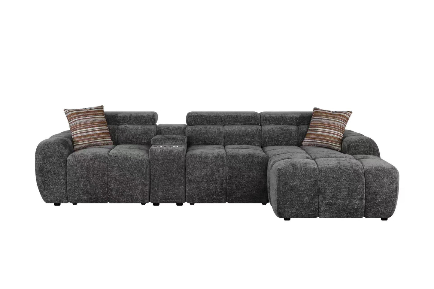 Vermont Dark Grey Electric Corner Recliner Sofa (Left & Right Hand)