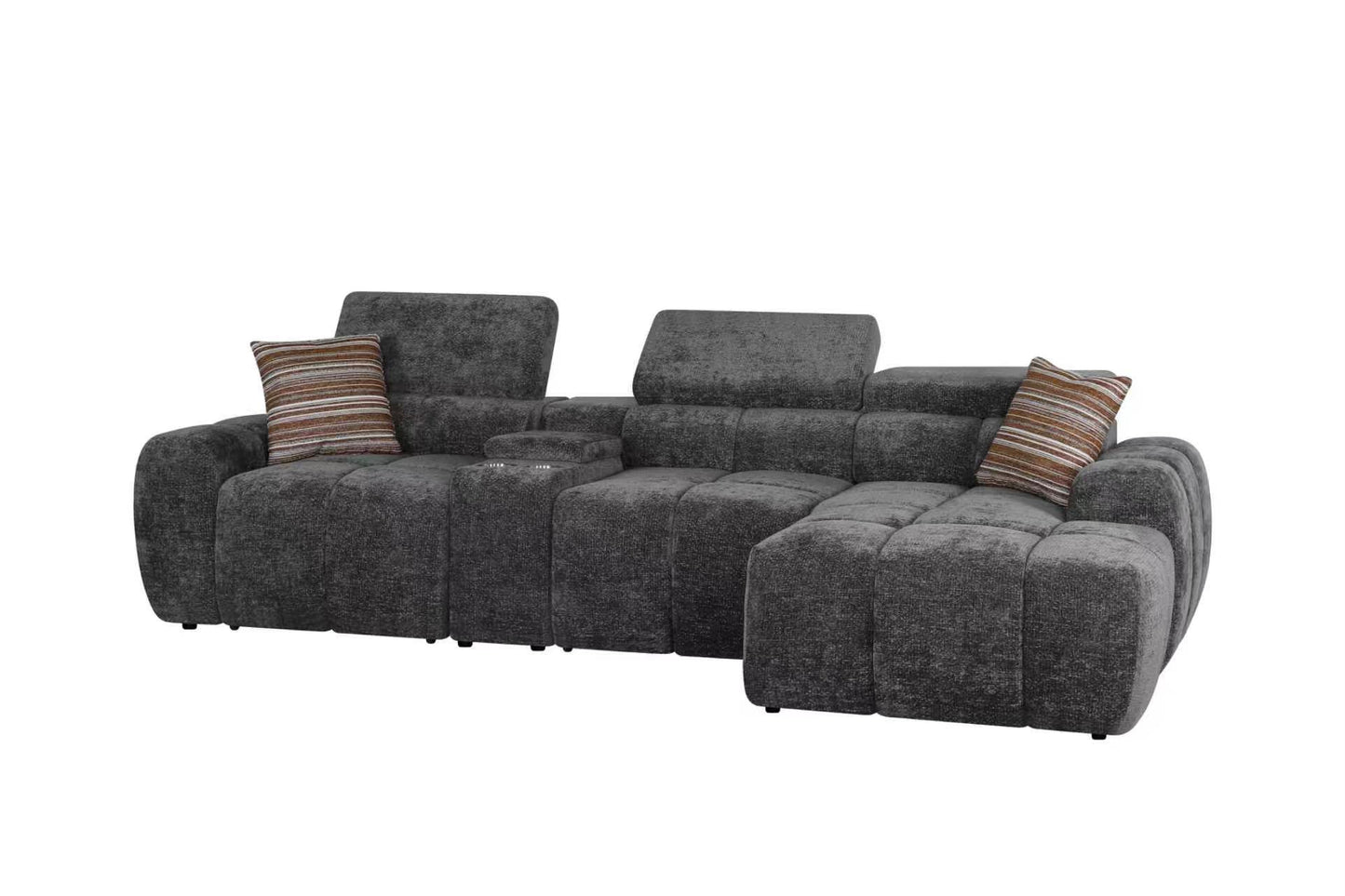 Vermont Dark Grey Electric Corner Recliner Sofa (Left & Right Hand)