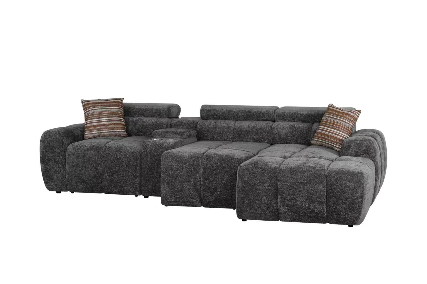 Vermont Dark Grey Electric Corner Recliner Sofa (Left & Right Hand)