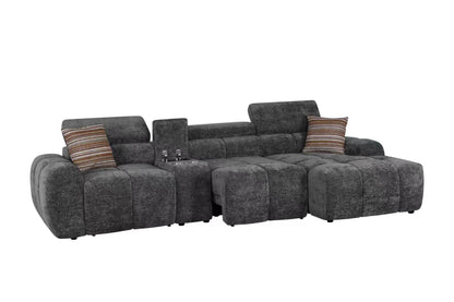 Vermont Dark Grey Electric Corner Recliner Sofa (Left & Right Hand)