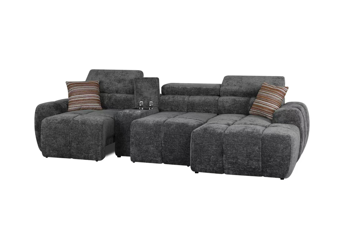 Vermont Dark Grey Electric Corner Recliner Sofa (Left & Right Hand)
