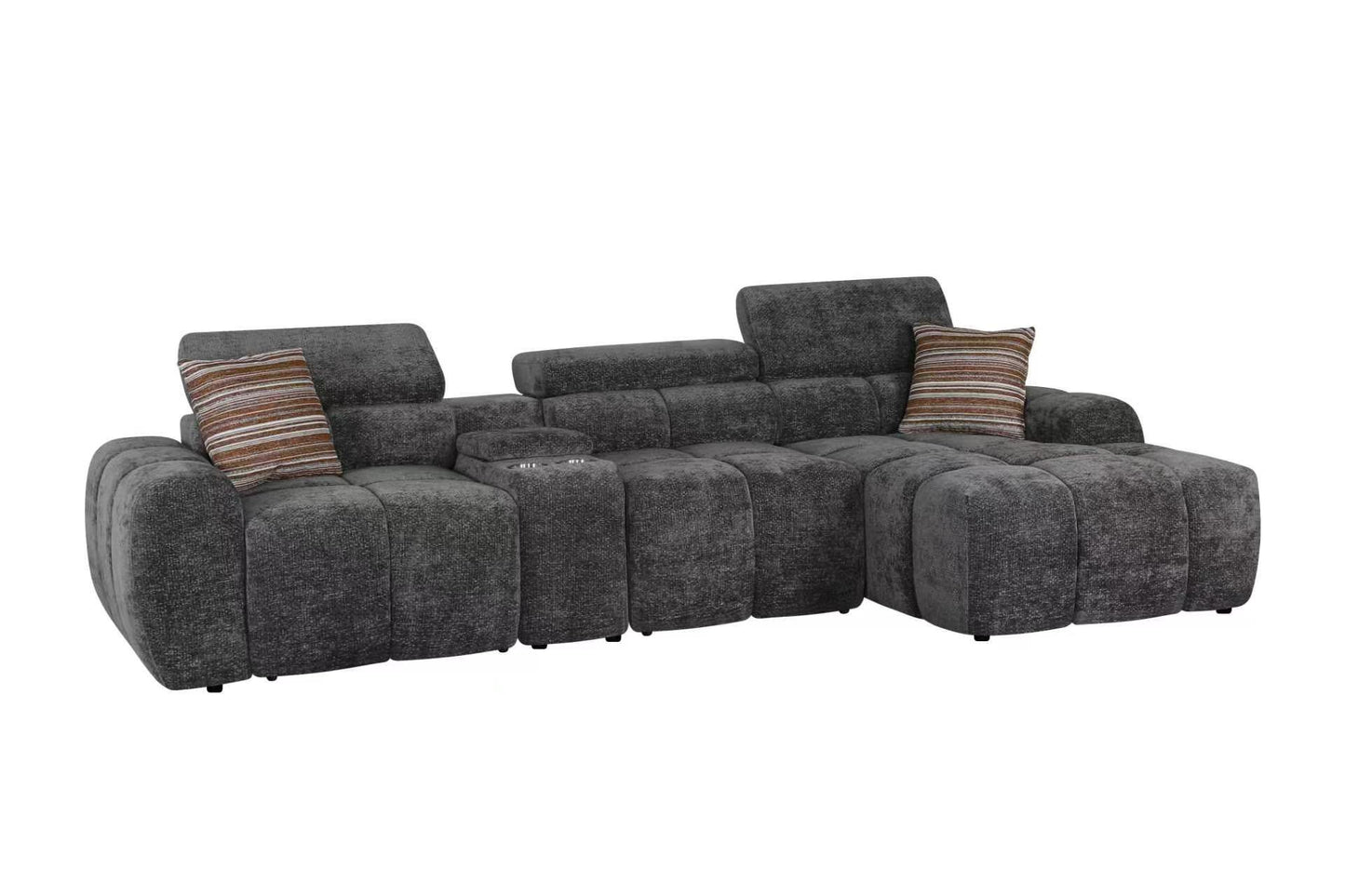 Vermont Dark Grey Electric Corner Recliner Sofa (Left & Right Hand)