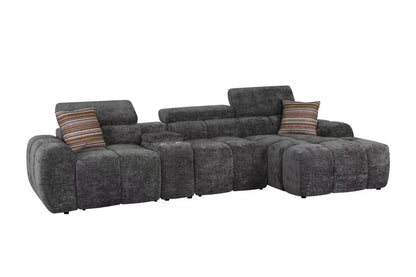 Vermont Dark Grey Electric Corner Recliner Sofa (Left & Right Hand)