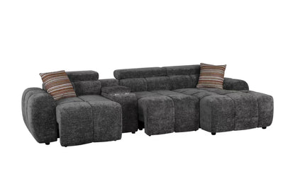Vermont Dark Grey Electric Corner Recliner Sofa (Left & Right Hand)