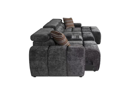 Vermont Dark Grey Electric Corner Recliner Sofa (Left & Right Hand)