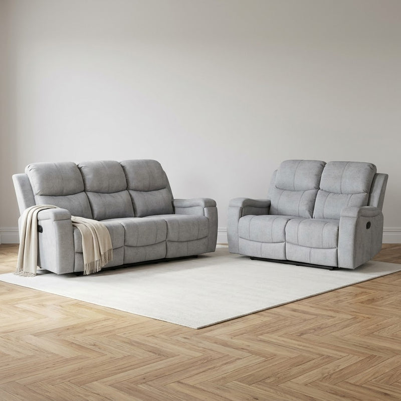 Visconti Manual Recliner Sofa - Dark Grey Chenille