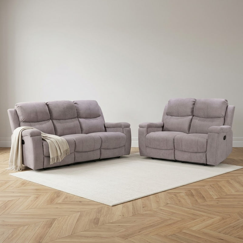 Visconti Manual Recliner Sofa - Light Grey Chenille