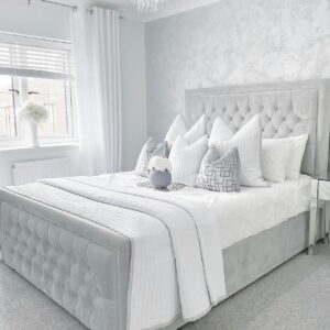 Bliss Bed In Plush Silver Double Kingsize Superking